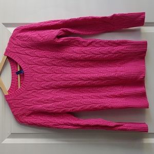 Knit sweater with metallic threading